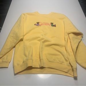 Proud to be a grandma yellow sweatshirt embroidered bear Vintage